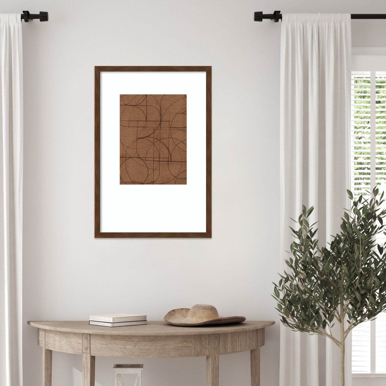 Curved 1 Print by Dan Hobday, 25" H x 17" W, Carlisle Brown Narrow Framed Print with Mat