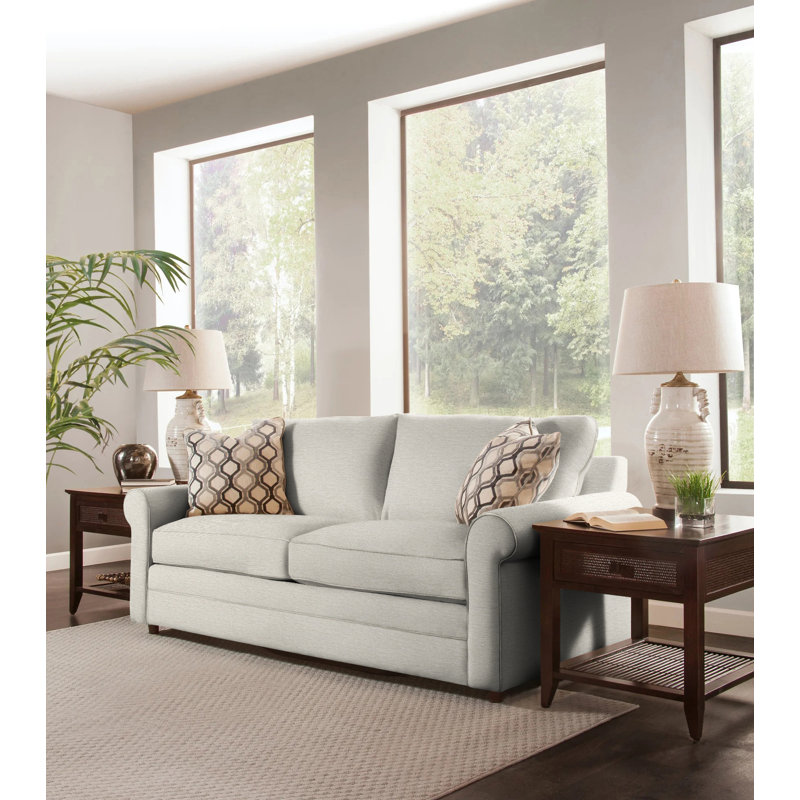 Edgeworth 85'' Upholstered Sleeper Sofa, 5" Innerspring Mattress, White Performance Fabric; 0851-94