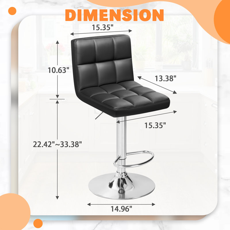 Stallcup Swivel Upholstered Adjustable Height Counter Stool with Metal Frame, Black