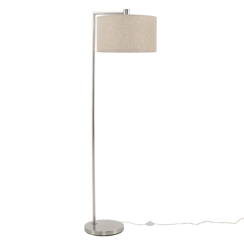Jatoi 66.65'' Traditional Floor Lamp, Chrome, Cream White