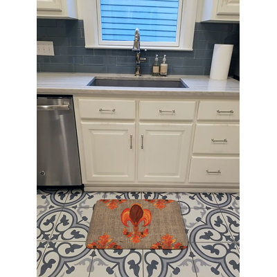Tapis pour salle de bain à mousse mémoire fleur de lis