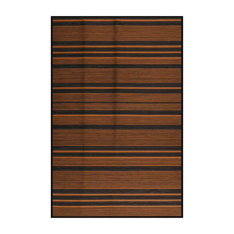 Machine Washable Horizontal Stripes Brown Area Rug