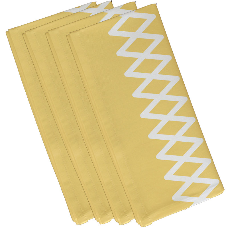 Serviette géométrique à lacets, L 18 po x L 18 po, Jaune