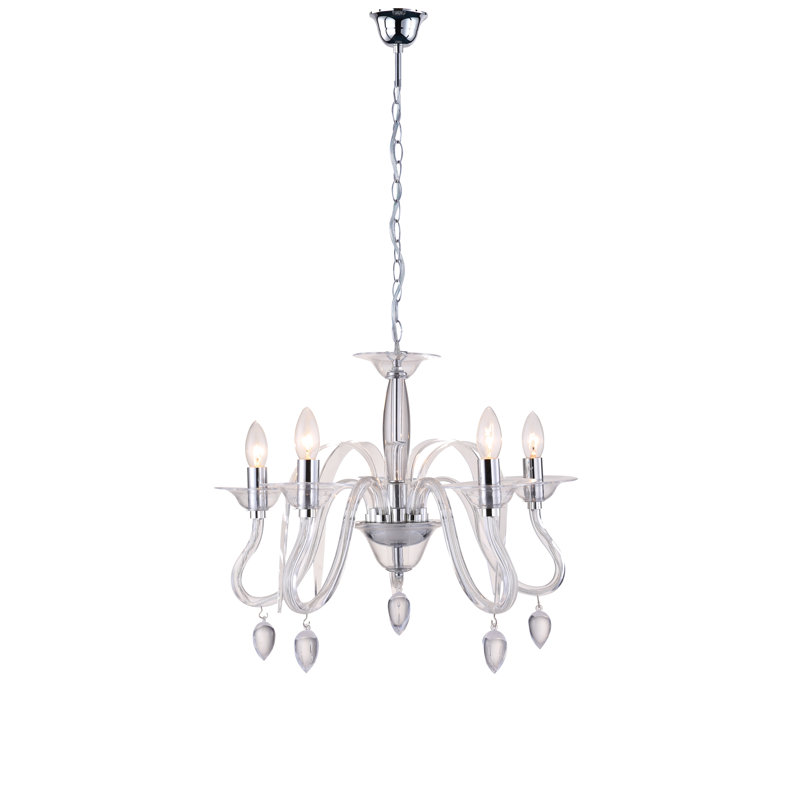 Alma 5 - Light Candle Style Chandelier, Clear