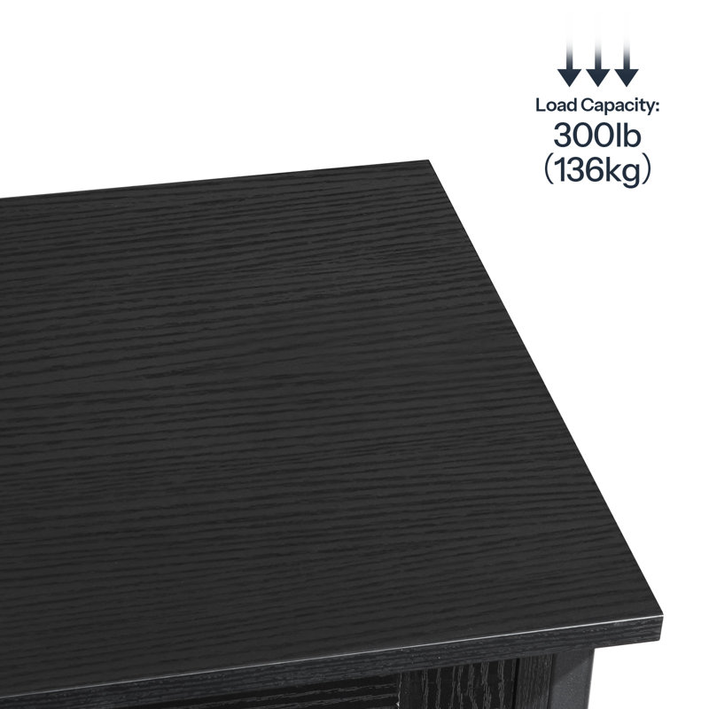 Black Metal and Particleboard Aquarium Stand with LED Light and Storage Cabinet
