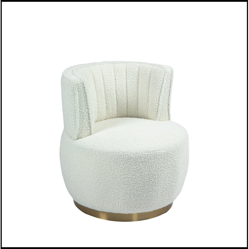 Chaises d'appoint pivotantes tonneau avec siège large, Cream
