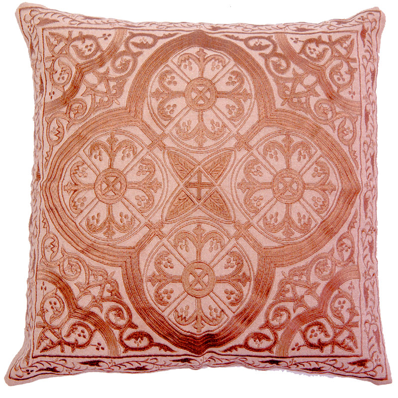 Housse de coussin en lin et plumes, Corail