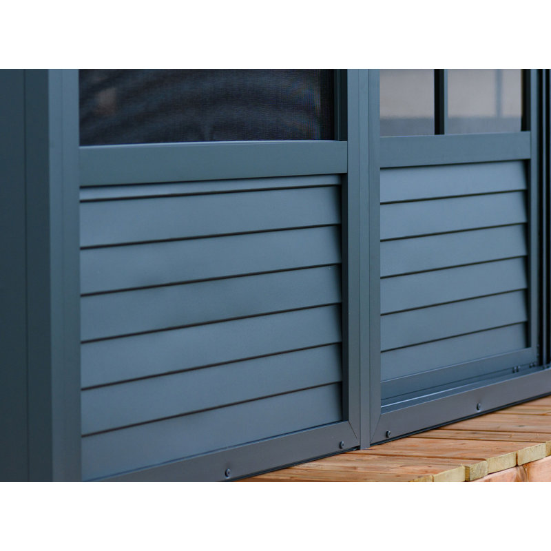 Gray Aluminum and Polycarbonate 10'x16' Wall Mounted Solarium