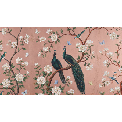 Papier peint floral paon