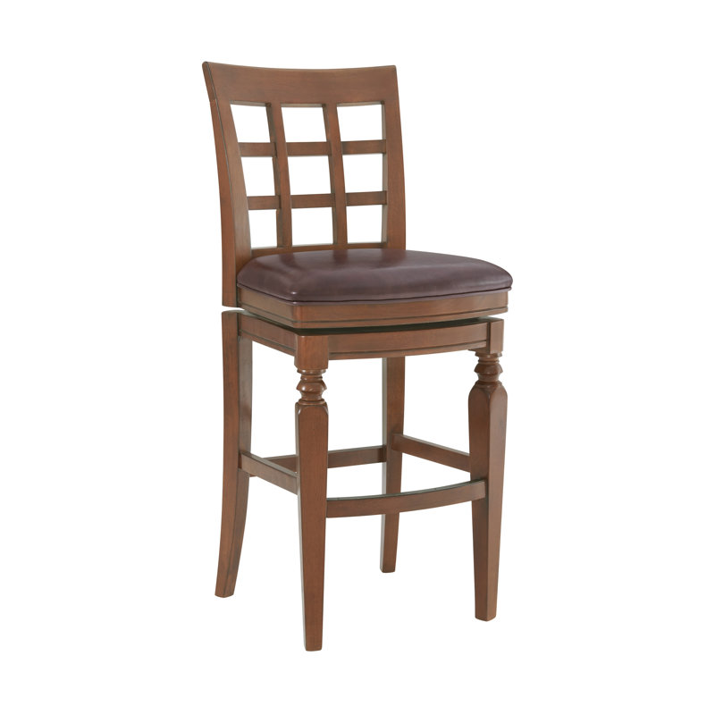 Elegant Mahogany Rubberwood Counter Height Swivel Stool, Set of 2
