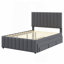 Lit plateforme double tapissier avec lit gigogne simple et 3 tiroirs, tissu en lin, gris