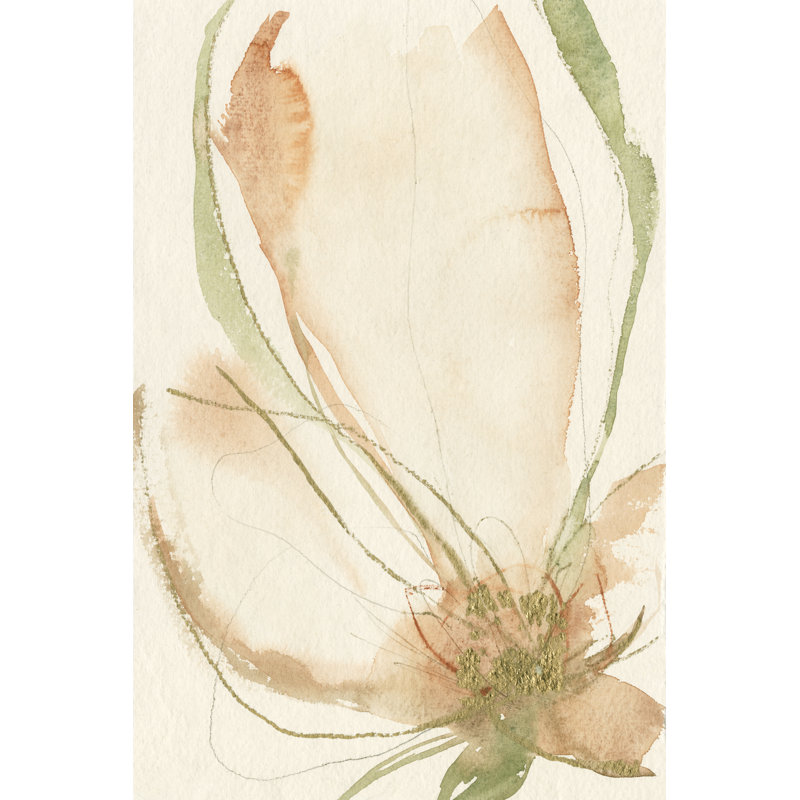 «Petal Sketches I» par Jennifer Goldberger - peinture sur toile tendue, H 18 po x l 12 po