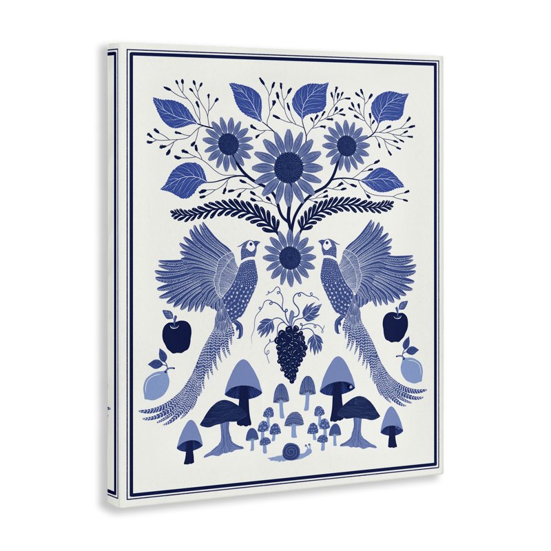  Woodland Blue Folk Pattern Canvas Wall Art by Darlene Seale, 20" H x 16" W