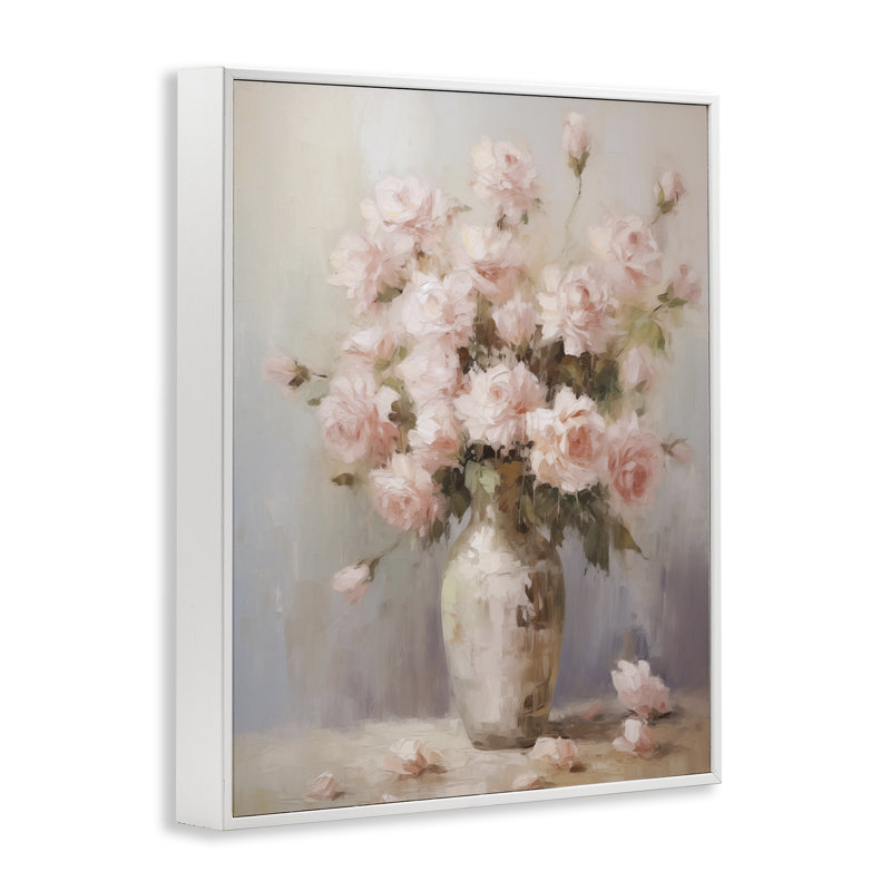 Vase de roses roses tendres, estampe numérique, design par Arlington Prints, H 20 po x l 16 po