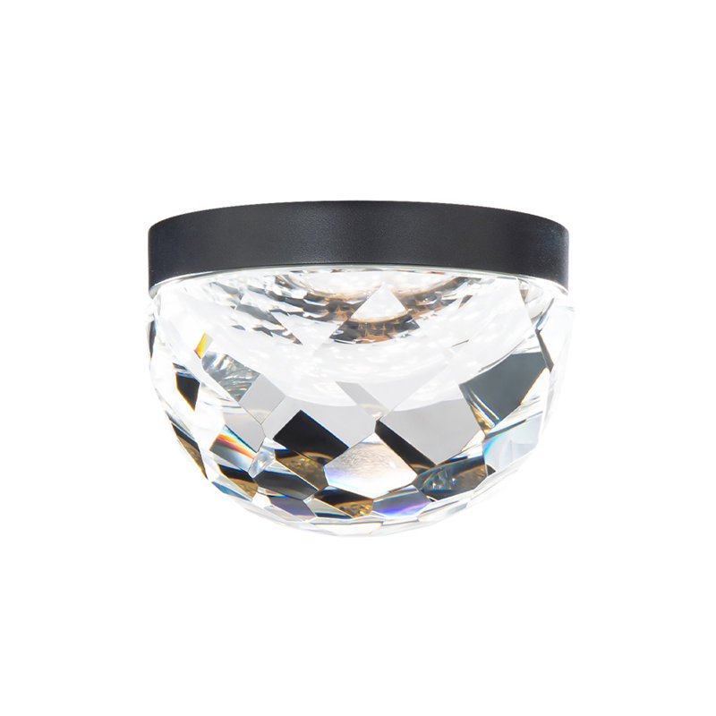 Cascade Black Aged Brass Crystal Globe LED Flush Mount