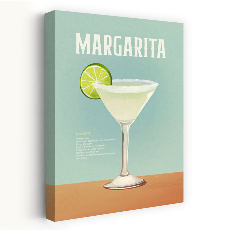 «Margarita Cocktail Recipe Classic Contemporary Summer», art mural, H 24 po x l 16 po
