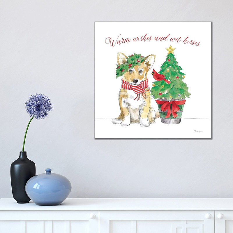 Holiday Paws V On White by Beth Grove - Wrapped Canvas Print, 45.72 cm H x 45.72 cm W x 3.175 cm D