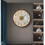 Horloge murale élégante en bois massif avec coquille et détails en laiton-1911924040