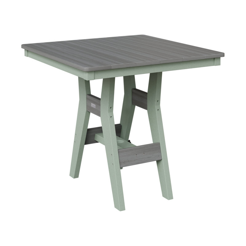 Harbor Outdoor Square Dining Table, Driftwood Gray, 30.37" H x 33" W x 33" D, Seafoam