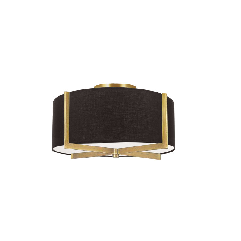 Plafonnier semi-encastré 3 lumières Cadwell, Laiton vieilli, Noir
