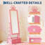 Armoire à bijoux pour enfants avec miroir pleine grandeur et lumières DEL pour enfants, 3 tiroirs, organisateur de coiffeuse princesse pour filles-158133878