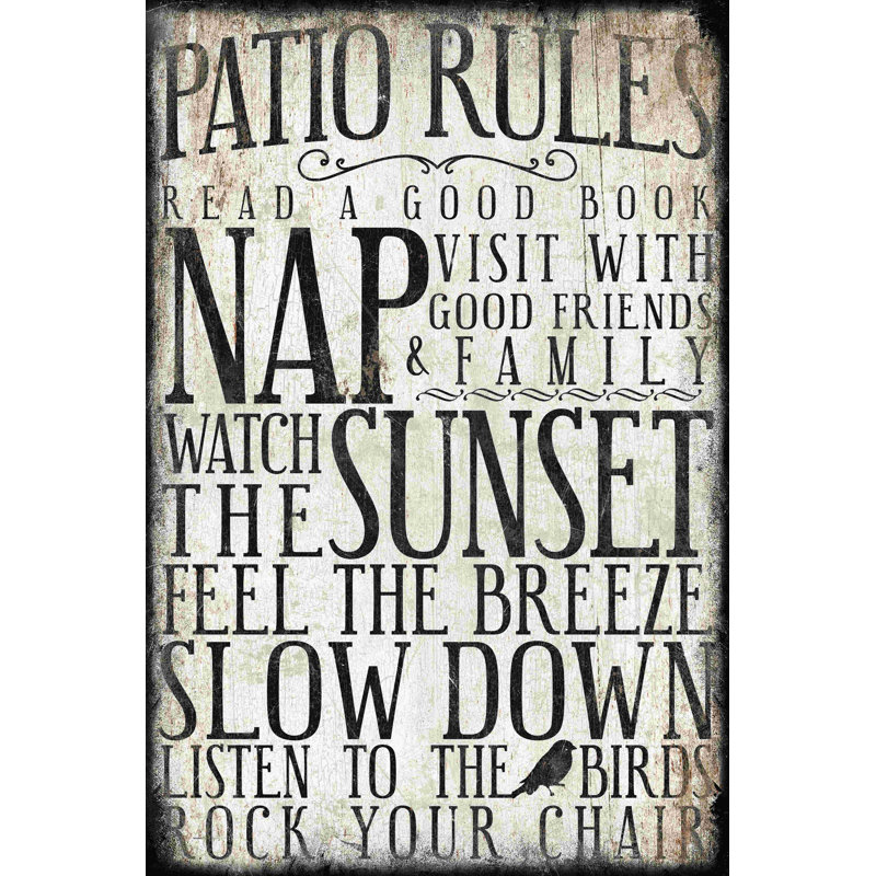 " Patio Rules Same ", 12" H x 8" W