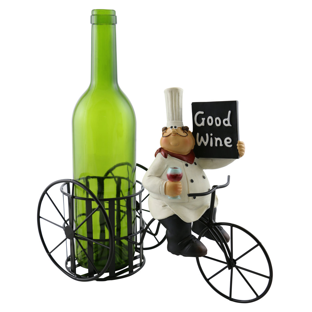 Roseann Chef Holding Sign Enjoying 1 Bottle Tabletop Wine Bottle Rack Wine Bodies