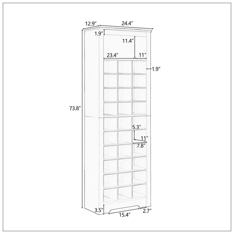 Stylish Design 30 Shoe Cubby Console, Contemporary Shoe Cabinet With Multiple Storage Capacity, Free Standing Tall Cabinet With Versatile Use For Hallway,  Bedroom