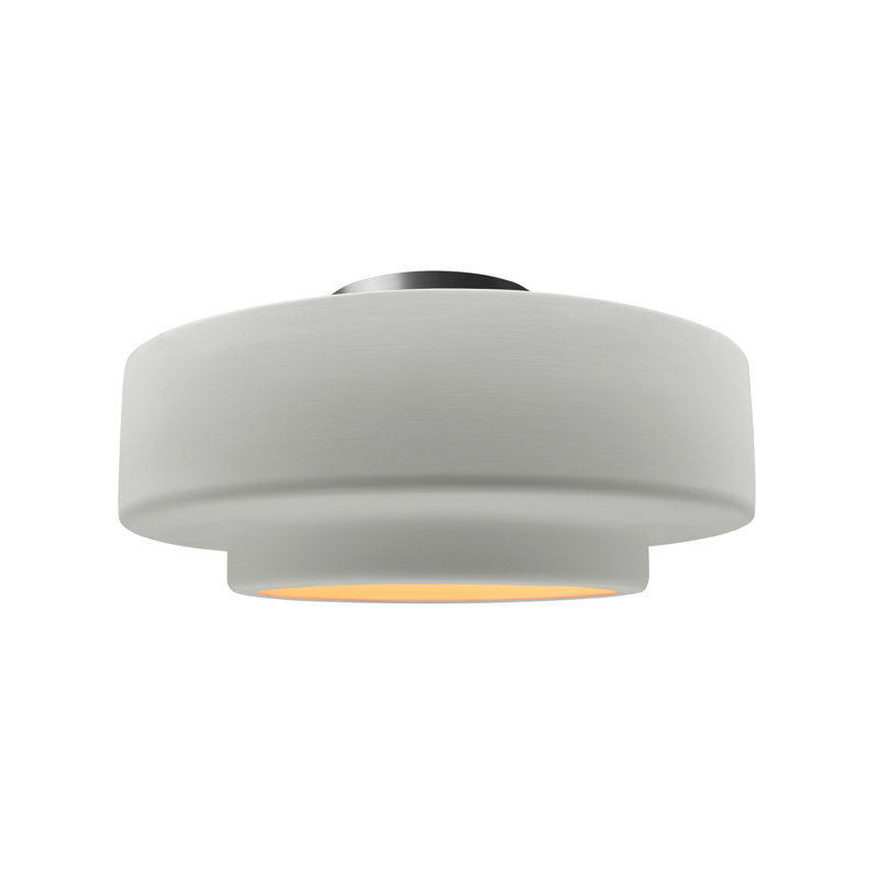 Plafonnier semi-encastré Radiance, H 7,25 po x l 14,5 po x P 14,5 po, Blanc mat / or champagne, Nickel brossé