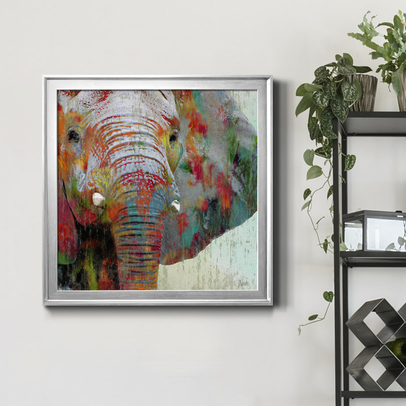 «Paint Splash Elephant», reproduction d'art graphique sur toile, H 30,5 po x l 30,5 po x P 1,5 po, Argent