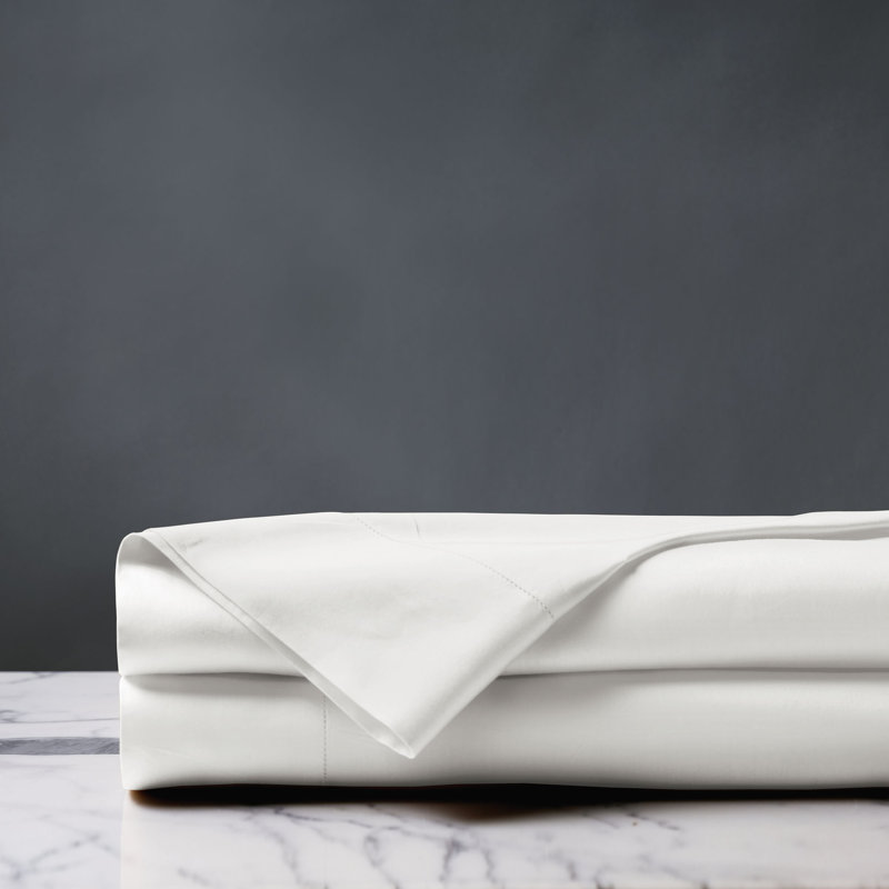 Deluca Egyptian Cotton Sateen Flat Sheet, King Flat Sheet, White