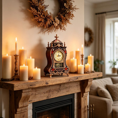 Horloge de cheminée rétro ornée, horloge de bureau carillon de 12 heures avec mode silencieux nocturne, horloge de table décorative européenne classique