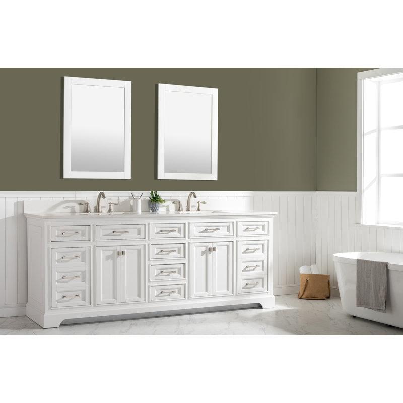 Ensemble de meuble-lavabo double l 84 po Zoila, Blanc