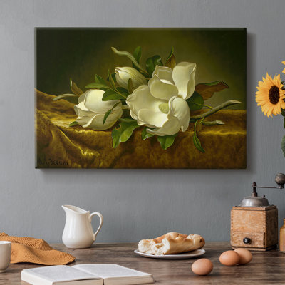 Magnolias sur toile de velours doré - Martin Johnson Heade-Toile tendue avec châssis-c. 1888-1890