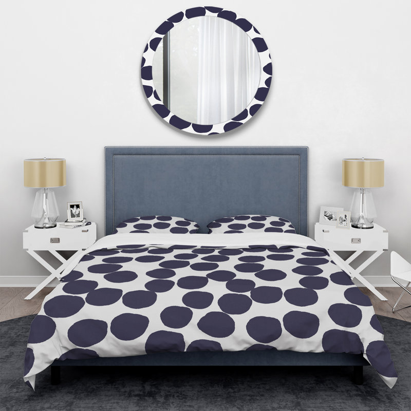 Blue Circle Pattern - Abstract Duvet Cover Set - Microfiber Polyester
