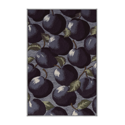 Washable Damson Plum Fruits Area Rug