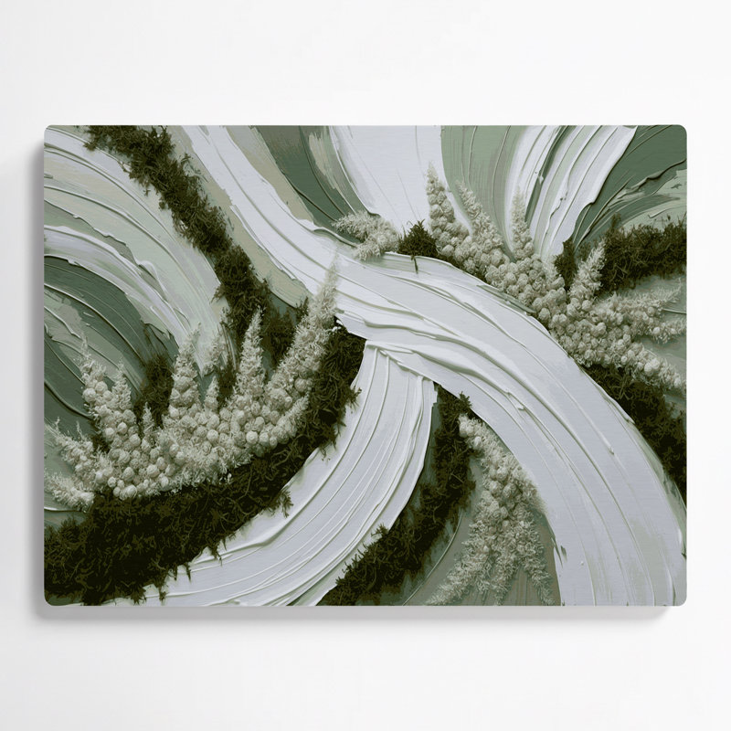 Art mural horizontal horizontal rayé en mousse blanc et métal, H 11 po x l 14 po