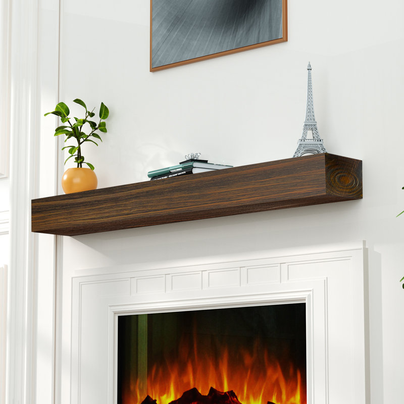 Fireplace Mantel, Wood Floating Fireplace Shelves, Wall Mounted Wooden Display Shelving, Mantels Over Fireplace, Mahogany