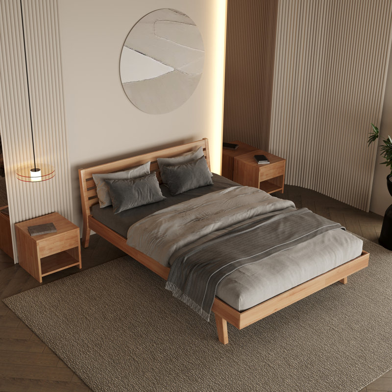 Mary Solid Wood Bed in Beech, 160cm W x 200cm L