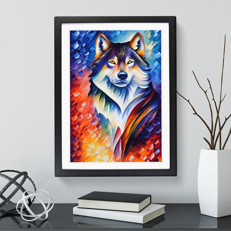 Wolf Portrait No.5 - Single Picture Frame Print, Black Framed, 34cm H x 25cm W x 2cm D