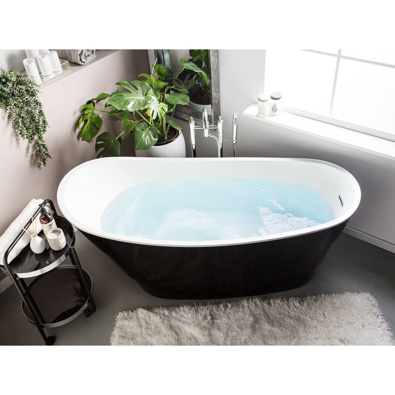Mehar 1700mm x 730mm Freestanding Soaking Acrylic Bathtub, Black