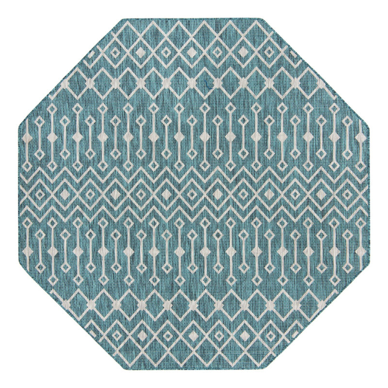 Harlee Geometric Indoor / Outdoor Rug, Octagon 7'10" x 7'10"