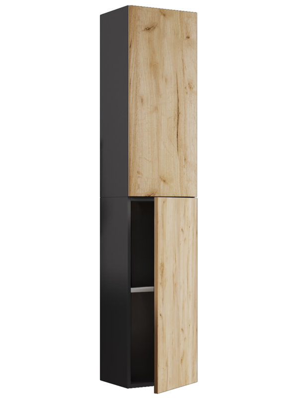 Aysheia Freestanding Bathroom Cabinet, Natural/Black
