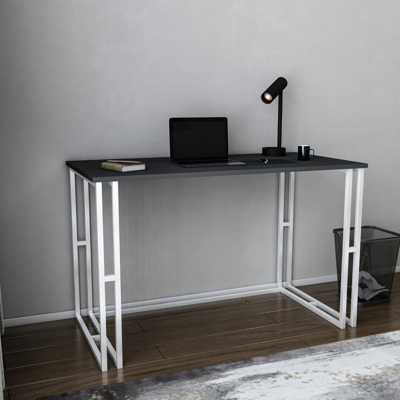 Kane 120cm W Rectangular Computer Desk, Anthracite/White 
