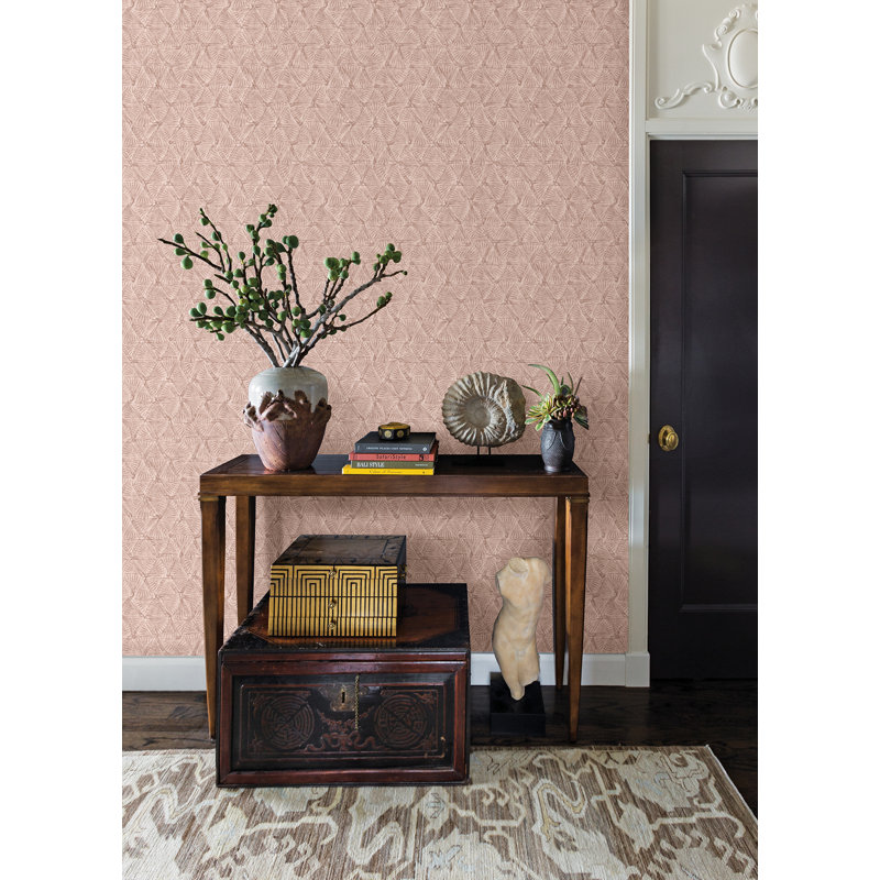 Geometric Metallic Wallpaper Roll, Rose Gold