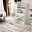 Buffet avec huche et table de salle à manger pliable, tablettes de rangement, crochets latéraux et armoire avec portes coulissantes-527636590-527636595