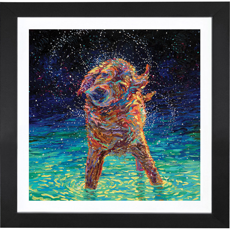 Iris Scott - «Moonlight Swim», reproduction d'impression encadrée, Cadre noir, H 16 po x l 16 po x p 1 po