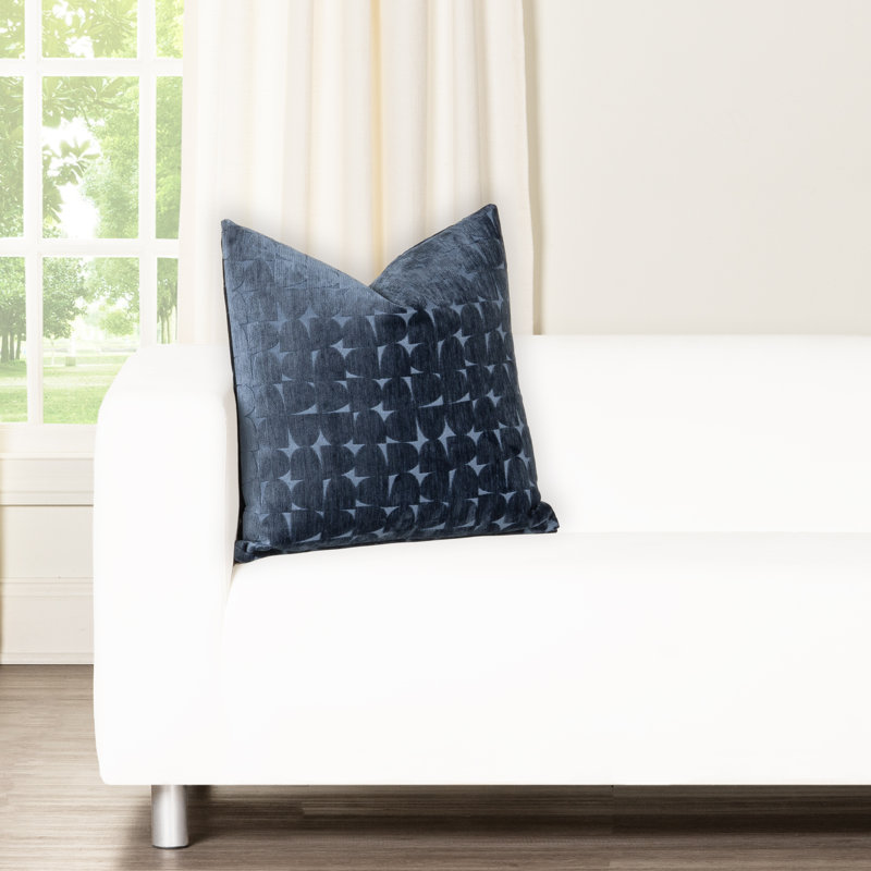 Gumdrop Velvet Accent Pillow, Blue, Feather, Square 16"