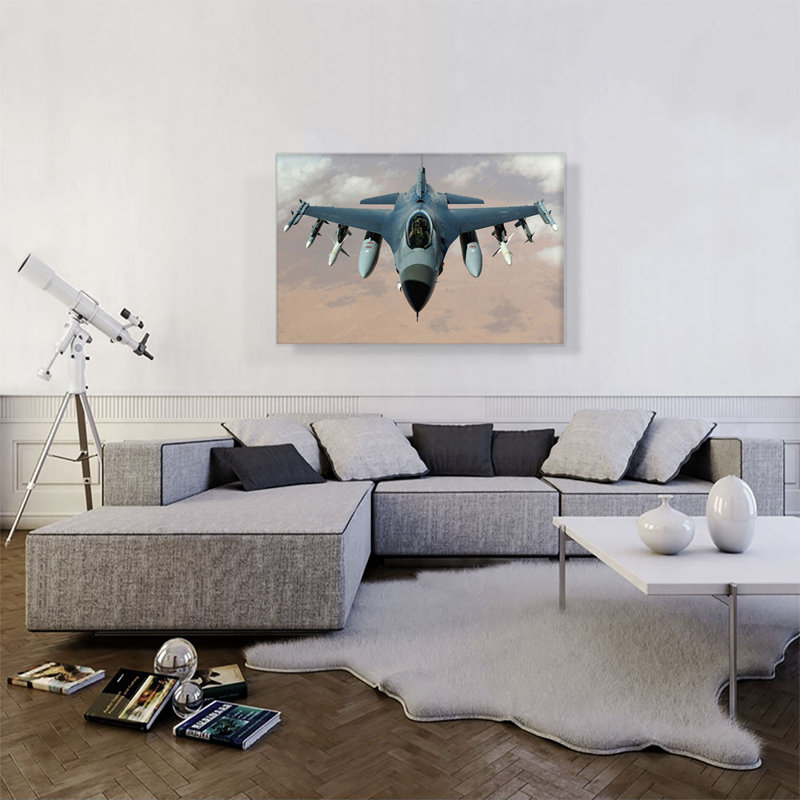 Avion de chasse, impression sur toile tendue, H 26 po x l 40 po x 1,5 po