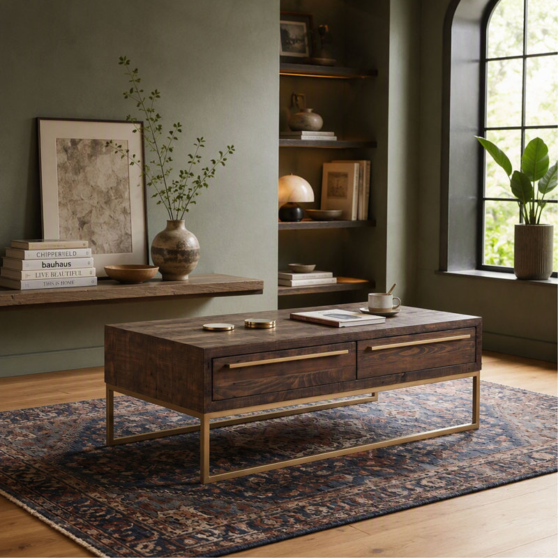 Table basse de style transitionnel taupe